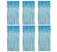 6 Pièces 1m x 2m Rideau Métallique de Frange, Scintillants Rideaux à Franges, pour Décoration Fête, Mariage, Anniversaire, Noël Party, Halloween, Fiançailles (Bleu clair)