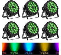 6 pièces 200W LED Par Projecteur, 18 led par projecteur lumière de scène lumière de fête RGBW DMX512 4-en-1 éclairage par lumière disco pour scène DJ Party Show Bar Halloween Noël