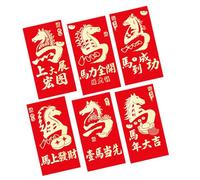 6 Pièces 2026 Enveloppe Rouge Année Du Cheval Pochettes D'argent D'argent Nouvel An Chinois Pour La Célébration Festival Printemps Chinois Horse Red Envelope