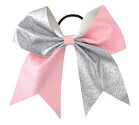 6 pièces 24 couleurs 7 pouces grand nœud de cheveux pom-pom girl scintillant bandes élastiques queue cheval femmes nœuds accessoires Pour Pom-Pom(Color9)