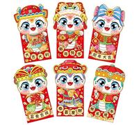 6 Pièces 3.5x6.5 Pouces Papier Argent Poche Enveloppe Printemps Festival Chance Argent Poche Pour Le Nouvel An Chinois Mariage Enveloppes À Collectionner