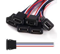 6 Pièces 3A 4 Broches USB Prise, Connecteur USB Femelle 4 Fils avec Boucle à Rainure à Pression, avec 100mm 22 AWG Câble