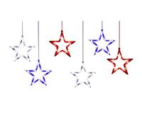 6 Pièces 4 Juillet Jour Fenêtre Rouge Blanc Bleu Lumières Led Étoiles Américain Intérieur Extérieur Scène
