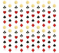 6 Pièces 46,3 Pieds Décorations de Fête de Casino Guirlande Suspendue en Papier de Fête de Casino Guirlande de Carte de Poker sur Thème de Las Vegas Guirlande Bannière de Nuit Casino
