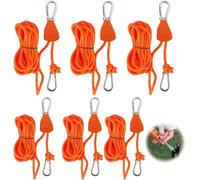 6 Pieces 4MM Ratchet Strap,5M Reflective Click Straps with Hook,Guy Ropes with Rope Tensioner,Ratchet Hangers,Windproof Rope for Adjusting Pulley for Awnings,Tents