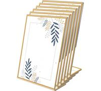 6 pièces 5x7 pouces/4x6 pouces/6x8 pouces/8,5x11 pouces, cadre acrylique doré, support de table incliné convenant pour les numéros de table de mariage, les panneaux de restaurant, les photos et les af