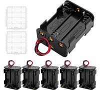 6 Pièces 6x 1.5V AA Supports de Piles, 9V Double Face Boîte de Batterie, AA Support de Batterie avec Câbles, avec Boîte à Piles en Plastique