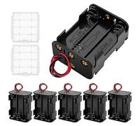 6 Pièces 6x 1.5V AA Supports de Piles, KUOQIY 9V Double Face Boîte de Batterie, AA Support de Batterie avec Câbles, avec Boîte à Piles en Plastique