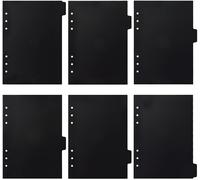 6 Pièces A5 Étiquettes En Plastique Pour Cahier Étiquettes Noires Section Cahier Perforé Diviseurs D'index Séparateurs De Reliure Page De Séparation Détachable Pp Marqueurs De