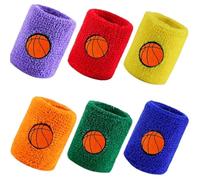 6 Pièces Absorbants Poignet Bandeau Bracelets de Sport pour Enfants Bandeaux de Poignet Élastiques en Éponge Coloré Poignets Bandeau pour Sport Course À Pied Exercice Football Basket-Ball (A)