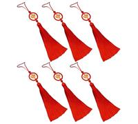 6 Pièces Accessoire De Frange en Polyester Coloré Design Traditionnel Porte-clés Charme 10CM Glands en Perles Sycee Ornement Feng Shui Léger