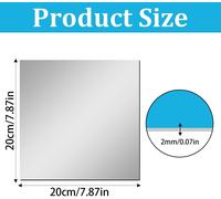 6 Pieces Acrylic Adhesive Wall Mirrors 20 X 20 Cm, 2 Mm Thick Shatterproof Adhesive Mirror Sticker For Bathroom, Bedroom, Door