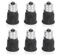 6 Pièces Adaptateur D'ampoule E14 à E12, Convertisseur D'ampoule Adaptateur E12 à E14 Douille D'ampoule E12 Mâle à E14 Convertisseur D'ampoule Femelle Pour Garages(Noir)