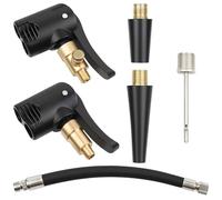 6 Pièces Adaptateur de Valve de Pneu de Voiture, Multifonctionnel Embout de Gonflage Kit avec 16cm Flexible de Gonflagé Tuyau, 2-in-1Embout Gonflage pour Pneu Voiture Moto Vélo Matelas Pneumatique