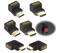 6 Pièces Adaptateur HDMI Coudé à 90 Degrés 4K, Rallonge HDMI Male Femelle 2.0 90 Degrés et 270 Degrés Plaqué Or Double Extender 4K@60Hz 2K 1080P 720P Femelle vers Male pour PS4 HDTV Projecteur Xbox Po