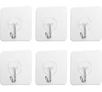 6 Pieces Adhesive Hooks 70mm No Nails Waterproof Wall Hooks Hangers For Coats,Scarves,Towels,Key Bags In Bathroom,Kitchen,Office