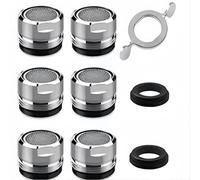 6 Pièces Aérateur de Robinet en Acier Inoxydable, Mousseur Robinet M24, Comprendre joints et 1 clé à Mousseur chromée pour Robinet Lavabo de Salle de Bain et Cuisine（argent）