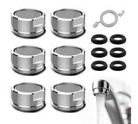 6 Pièces Aérateur de Robinet en Acier Inoxydable, Mousseur Robinet M24, Comprendre joints et 1 clé à Mousseur chromée pour Robinet Lavabo de Salle de Bain et Cuisine