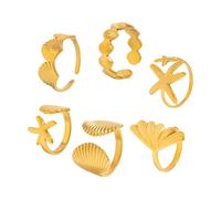 6 Pièces Ajustement Des Anneaux De Joint Ouverts Ensemble Étoiles Mer Les Conceptions D' D' Chaudes Et Bijoux Plage Pour Femmes Amies Sœurs Amie Soeur Bijoux
