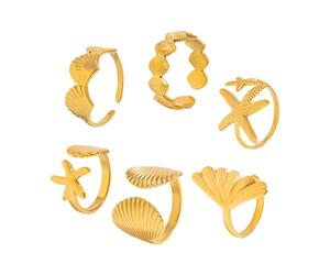 6 Pièces Ajustement Des Anneaux De Joint Ouverts Ensemble Étoiles Mer Les Conceptions D' D' Chaudes Et Bijoux Plage Pour Femmes Amies Sœurs Amie Soeur Bijoux