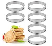6 Pièces Anneaux De Crumpet Set,Anneaux à Gâteau Anneaux à Dessert Anneaux à Pâtisserie Anneau à Gâteau En Acier Inoxydable Facilement Démoulable Anneaux De Crumpet Ronds Anneaux à Muffin Pour Crêpes