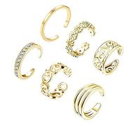 6 Pièces Anneaux D'orteil, Bague D'orteil, Queue Bagues, Bague Ouverte Réglable, Bagues Réglables, Knuckler Bague, Anneaux à Bout Ouvert, pour Les Femmes et Filles (D'or)