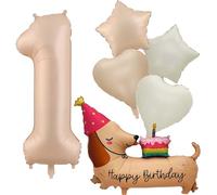 6 Pièces Anniversaire 1 Ans Chiens, Ballon Chien Teckel 1 An, Ballon Helium Anniversaire Teckel, Ballons Chiot pour Décoration 1er AnniversaireFêtes