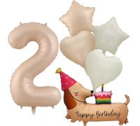 6 Pièces Anniversaire 2 Ans Chiens, Ballon Chien Teckel 2 An, Ballon Helium Anniversaire Teckel, Ballons Chiot pour Décoration 1er AnniversaireFêtes