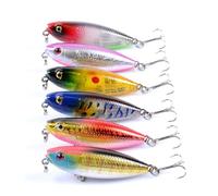 6 Pièces Appâts Flottants de Pêche Durs 5, 9cm 6, 9g | Abs, Hameçon Triple Robuste, Usage Mer, 6 Couleurs, pour Poissons, Pêcheurs, Réutilisable