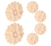 6 Pièces Applique en Bois Sculptée et Incrustée | Bois Khaki, Style Européen Élégant, Usage Maison et Villa, Installation Facile, Touche Artistique