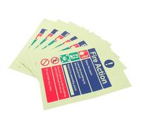 6 Pièces Autocollant de Procédure D'urgence Incendie 15x20 CM | Adhésif Auto, Lecture Faible Lumière, Usage Portes et Panneaux, pour Espaces Industriels et Halls