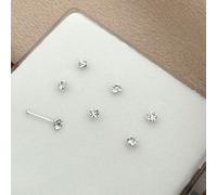 6 pièces Bagues de corps minimalistes en argent sterling 925, clous de nez avec boule de diamant de 2,5 mm de style quatre griffes. Bijoux de piercing de nez convenant aux femmes/petites amies Argent 
