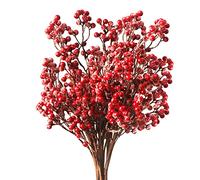 6 Pièces Baies Rouges de Noël, 50 CM Longues artificielles Bourgogne cueillettes Houx pour Arbre de noël Artisanat Saison des Vacances Hiver décoration de la Maison