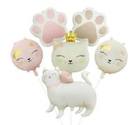 6 Pièces Ballon Helium Chat, Chat Ballons en Aluminium, Chats Ballon Animaux, Décoration de Fête, Anniversaire pour Fille