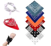6 Pièces Bandanas pour hommes et femmes, bandeaux en nylon Paisley foulard Cowboy Bandana, bandanas carrés idéaux pour le cyclisme hip-hop également comme mouchoir/foulard