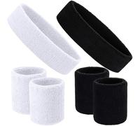 6 Pièces Bandeau et Sport Bracelet Bandeau de Poignet Sportif Athletic en Coton Poignet Tennis pour Gym, Course, Gymnastique