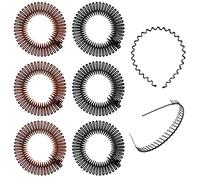 6 Pièces Bandeau Peigne Élastique Avec 2 en Métal, Zigzag Rond en Plastique, Anti-Casse, Flexible, de Sport pour Femmes, Filles