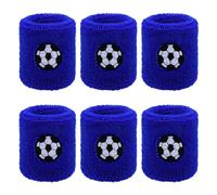 6 Pièces Bandeau Sport Bracelet Éponge Absorbants Bandeaux de Transpiration pour Enfants, Course À Pied, Football, Basket-Ball, Bleu