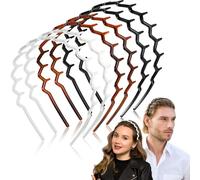 6 Pièces Bandeaux à Dent de Requin pour Cheveux Bandeau de Dents Zigzag en Plastique Ondulé Peigne à Cheveux Cerceau de Cheveux Accessoire pour Femme Fille, Couleur Noir, Marron et Blanc