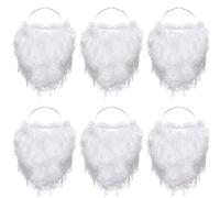 6 Pièces Barbes de Père Noël Drôles Fausse Barbe Blanche Costume de Barbe de Père Noël pour Adolescents Adultes Déguisement Père Noël Accessoires de Fête de Noël