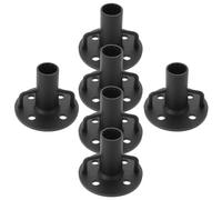6 Pièces Base Ronde en Nylon pour Poteau de Tente et Auvent, Noir | Bride à Large Embase, Installation sans Outil, Stabilité Renforcée, Accueille Plusieurs Diamètres