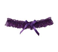 6 pièces belle jarretière de mariage douche nuptiale souvenir mariée dentelle ivoire Floral strass arc femmes dames(Purple 2)
