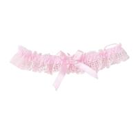 6 pièces belle jarretière de mariage douche nuptiale souvenir mariée dentelle ivoire Floral strass arc femmes dames(Pink 2)