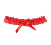 6 pièces belle jarretière de mariage douche nuptiale souvenir mariée dentelle ivoire Floral strass arc femmes dames(Red 2)