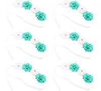 6 pièces belles demoiselles d'honneur de simulation de ruban poignet fleur de mariage accessoires de décoration (bleu clair blanc)