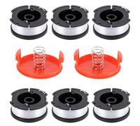 6 Pièces Bobine Fil Coupe Bordure Compatible avec Black et Decker Rotofil Blacke + 2 Couvercles +2 Ressort Bobine de Fil Debroussailleuse de Rechange Modèle A6481 A6485 AF-100, Longueur 9,1m, ⌀1,65mm