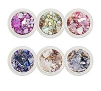 6 Pièces/Boîte 3d Brillant Perle Coquille Flocon Nail Art Pierre Paillettes Tranche Ongles Décoration Rouge Croix-Frontière Vente Chaude