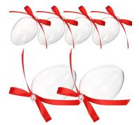 6 Pièces Boîte à Bonbons Œuf de Pâques en Plastique, 8cm, Rouge | Forme Ovoïde Créative, Remplissable et Réutilisable, pour Chasse de Pâques et Autres Occasions