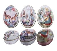 6 Pièces Boîte à Dragées de Pâques en Fer, Œuf Décoratif Portable | Motif Festif Élégant, Peut Contenir des Bonbons, Pratique pour Fête de Pâques, Format Léger à Emporter Style Aléatoire
