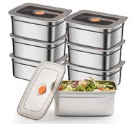 6 Pièces Boite Alimentaire Inox, 1000 ml Boîtes de Conservation Alimentaire avec Couvercle Transparent, Boîtes À Charcuterie Fresh, Meal Prep Récipients Alimentaires, Boites Alimentaires Fermétiques
